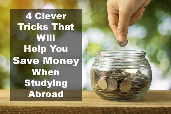 save money when studying abroad - hand putting money in coin jar