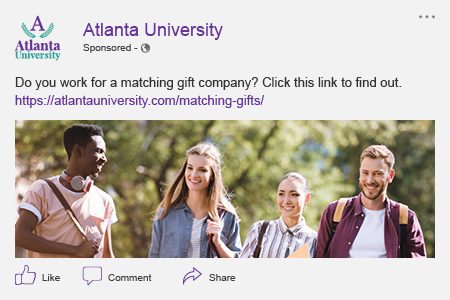Matching gifts and higher education social media posts